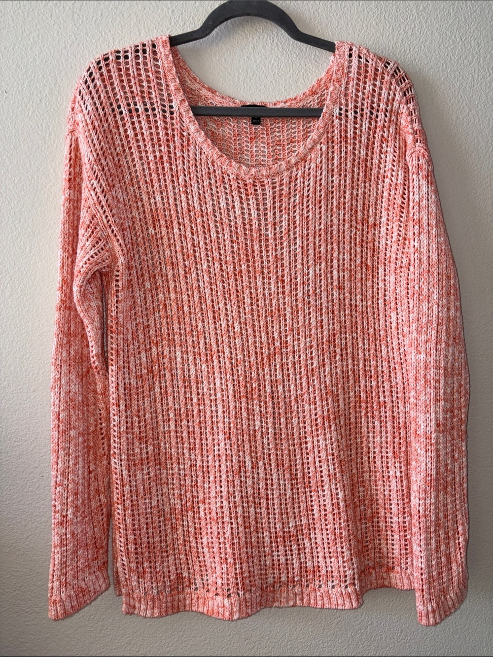 Talbots Coral Open-Weave Crewneck Sweater